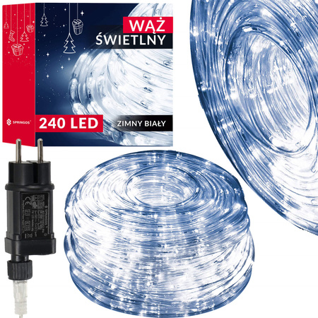 Wąż świetlny 240 Led zimny biały 11,5 m z programatorem IP44