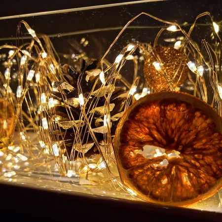 Lampki choinkowe zewnętrzne 200 LED na prąd białe ciepłe