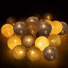 Cotton balls 10 led lampki dekoracyjne, girlanda na baterie szaro-białe