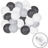 Cotton balls 30 led lampki dekoracyjne 6cm girlanda na baterie szaro-białe