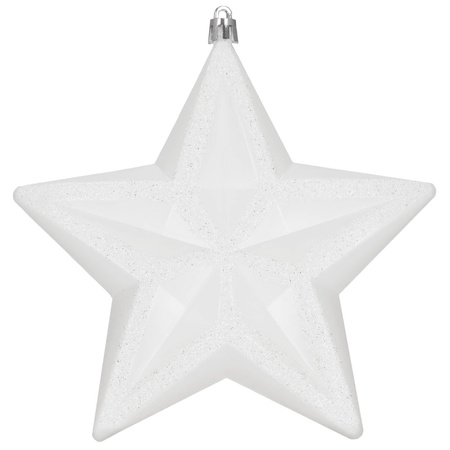 Bombka choinkowa, dekoracja świąteczna do stroika, gwiazda 15 cm nietłukąca, biała