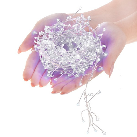 Lampki choinkowe 100 LED sopelki na baterie białe zimne