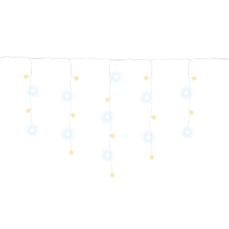 Kurtyna świetlna 500 led girlanda, lampki wewnętrzno-zewnętrzne sople ciepły biały z zimnym białym flash