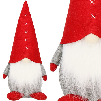 Skrzat 32cm mikołaj ozdoba świąteczna, krasnal świąteczny, gnom szary czerwony