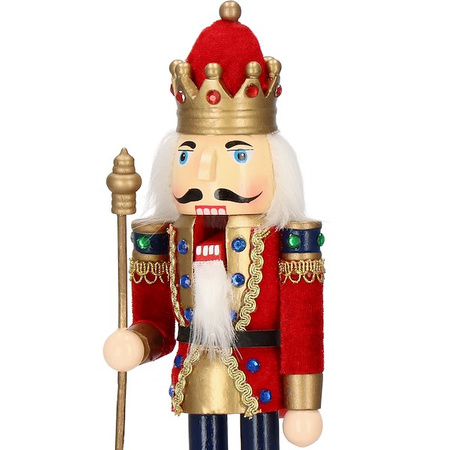 Dziadek do orzechów 31 cm z berłem, drewniany żołnierzyk multikolor, figurka świąteczna