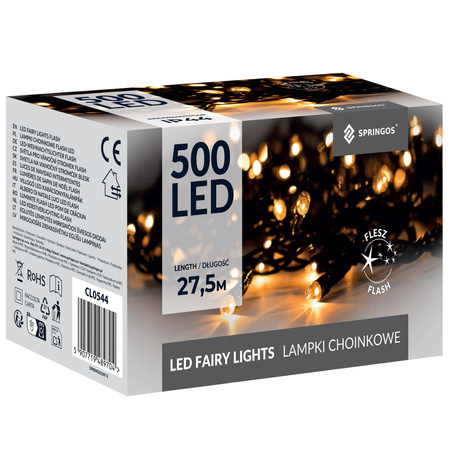 Lampki choinkowe 500 led ciepły biały + zimny biały flash 27,5 m oświetlenie IP44