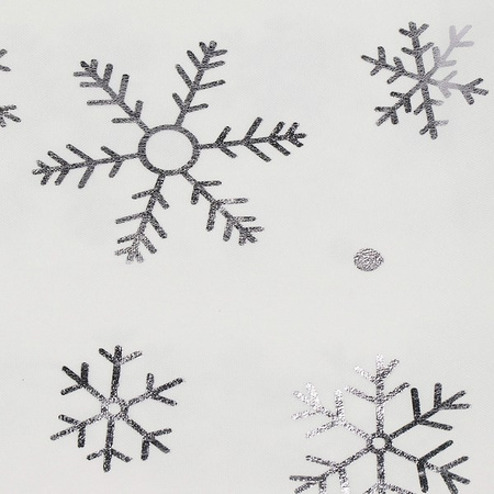 Bieżnik na stół świąteczny 183x35cm obrus świąteczny w śnieżynki biały