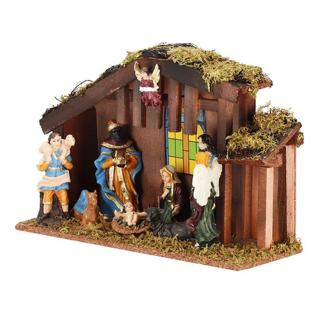 Szopka bożonarodzeniowa i figurki 8 szt. z żywicy zestaw święta