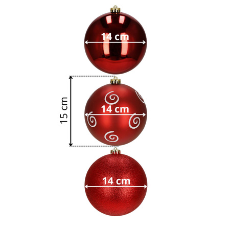 Duże bombki choinkowe 15 cm 3 szt. ozdoby świąteczne nietłukące czerwone