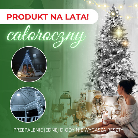 Lampki choinkowe 500 led zimny biały 27,5 m oświetlenie IP44 na prąd