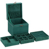 Kuferek, szkatułka na biżuterię 12x12x12 cm zielony welurowy organizer z przegródkami