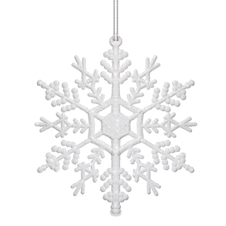 Zawieszka na choinkę śnieżynki 3 szt. ozdoba świąteczna 12 cm biały brokat