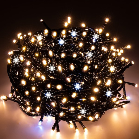 Lampki choinkowe 500 led biały ciepły + flash 25m oświetlenie świąteczne IP44