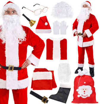Strój św. Mikołaja zestaw 11 elementowy przebranie świąteczne
