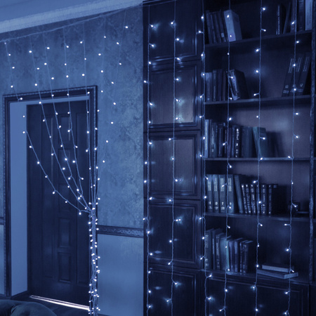 Kurtyna świetlna z pilotem 306 led girlanda, lampki wewnętrzno-zewnętrzne sople zimny biały