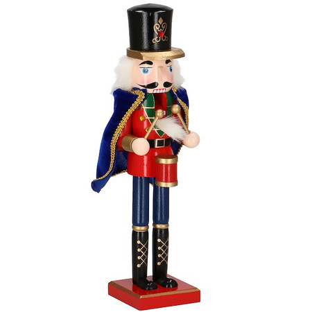 Dziadek do orzechów 38 cm drewniany żołnierzyk z peleryną multikolor, figurka świąteczna