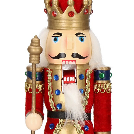 Dziadek do orzechów 31 cm z berłem, drewniany żołnierzyk multikolor, figurka świąteczna