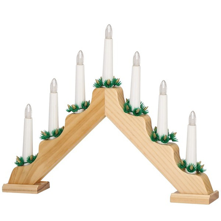 Świecznik adwentowy Led 7 świec drewniany ozdoba bożonarodzeniowa