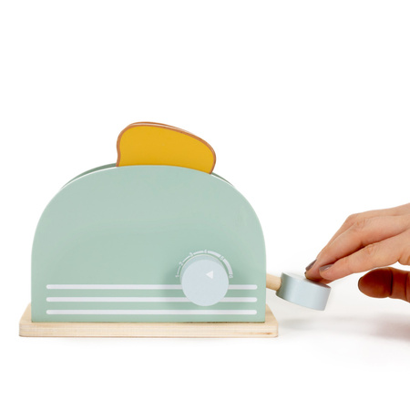 Toster drewniany z akcesoriami śniadaniowymi 9 el. zabawka dla dzieci, multikolor