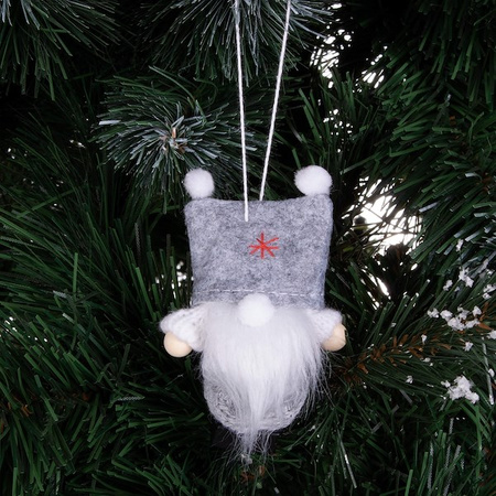 Krasnal 8cm ozdoba świąteczna, skrzat świąteczny, gnom szary