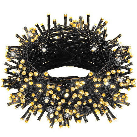 Lampki choinkowe 500 led biały ciepły + flash 25m oświetlenie świąteczne IP44