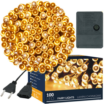 Lampki choinkowe 100 led biały ciepły 8,5 m oświetlenie świąteczne
