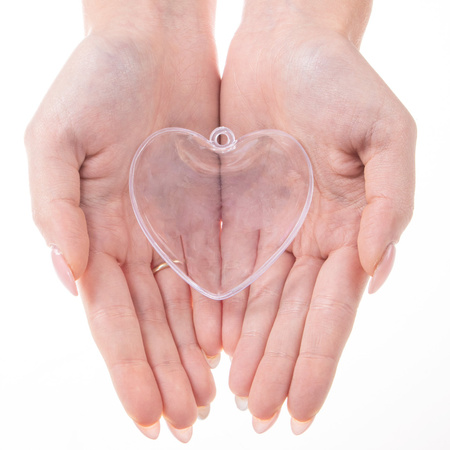 Bombki akrylowe 7cm serce plastikowe decoupage zestaw 8 szt.