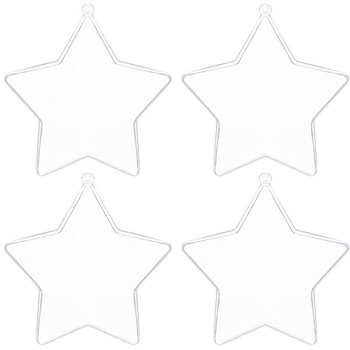 Bombki akrylowe 12cm gwiazda plastikowa decoupage zestaw 4 szt.
