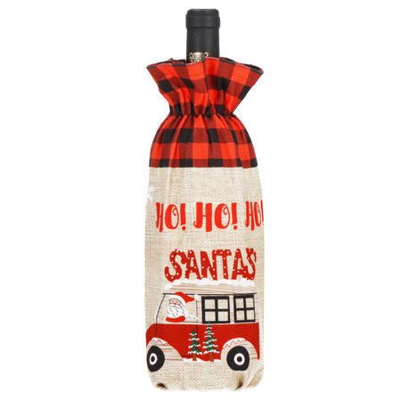 Pokrowiec na butelkę świąteczne etui na wino beżowo-czerowne