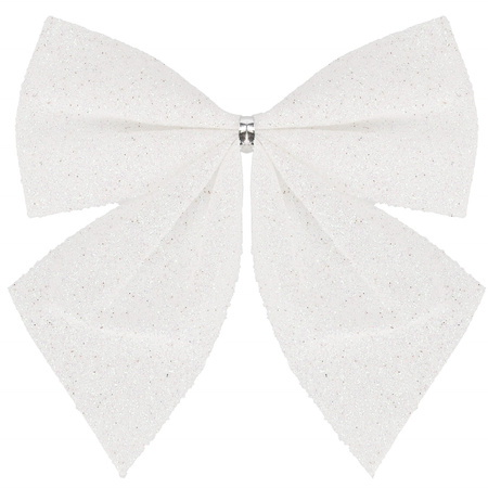 Kokardki świąteczne na choinkę 6 szt. brokatowe zawieszki choinkowe białe