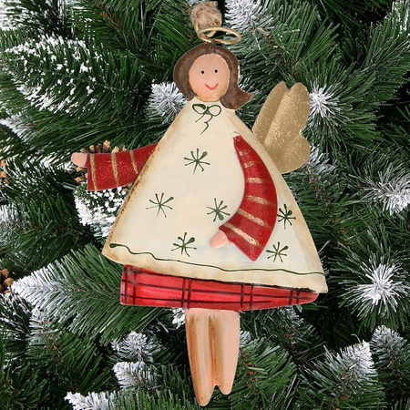 Ozdoba choinkowa metalowa 12 szt. świąteczna zawieszka aniołki zestaw multikolor