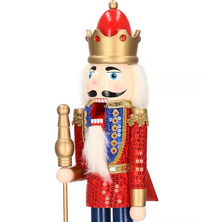 Dziadek do orzechów 50 cm drewniany żołnierzyk z berłem multikolor, figurka świąteczna