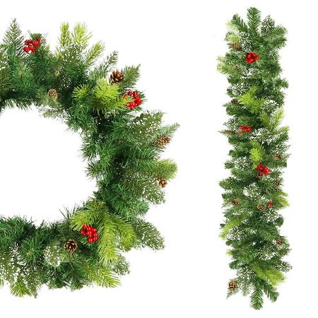 Łańcuch na choinkę 100cm zielony, girlanda choinkowa, średnica 15cm