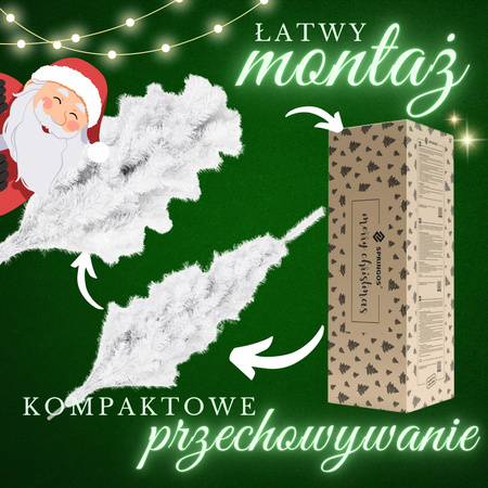 Choinka sztuczna jodła ze stojakiem 220 cm drzewko świąteczne, nowoczesna biała