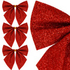Kokardka świąteczna na choinkę 3 szt. brokatowa zawieszka choinkowa czerwona