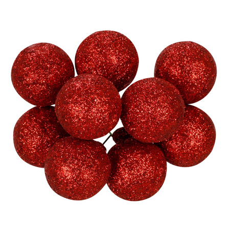 Bombki choinkowe 54 szt. na drucikach ozdoby choinkowe brokatowe matowe czerwone