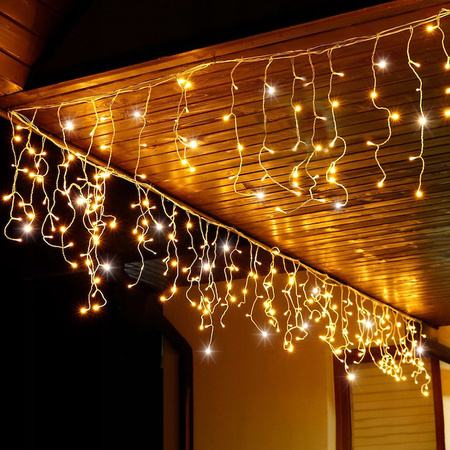 Kurtyna świetlna 1000 led girlanda 45 m lampki wewnętrzno-zewnętrzne sople ciepły biały z zimnym białym flash