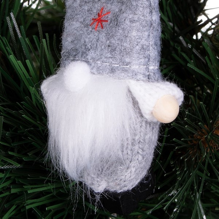 Krasnal 8cm ozdoba świąteczna, skrzat świąteczny, gnom szary