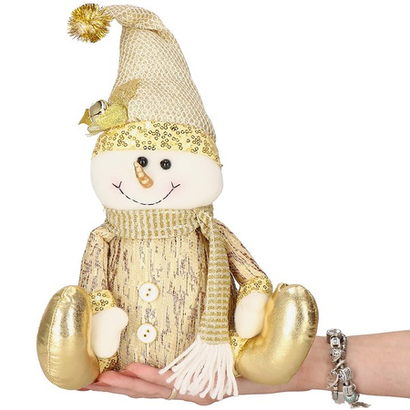 Bałwanek 38 cm dekoracja ozdoba świąteczna, figurka gnom złoty