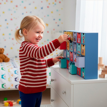 Kalendarz adwentowy, świąteczny 24 szufladki do uzupełnienia, multikolor