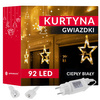 Kurtyna świetlna 92 led girlanda gwiazdki, lampki wewnętrzno-zewnętrzne sople ciepły biały