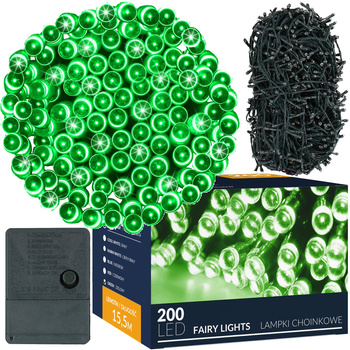 Lampki choinkowe 200 Led zielony 15,5 m oświetlenie świąteczne