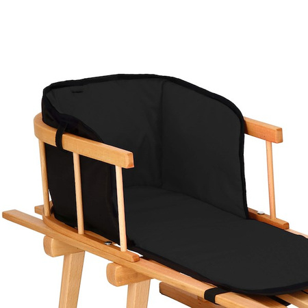 Sanki dla dzieci drewniane z oparciem i czarnym materacykiem