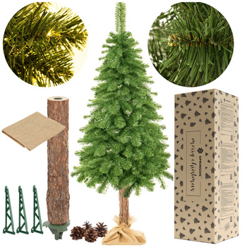 Choinka na pniu sztuczna 180 cm sosna jak żywa gęsta premium