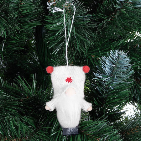 Skrzat 8cm ozdoba świąteczna, krasnal świąteczny, gnom kolorom biały