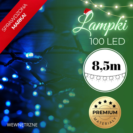 Lampki choinkowe 100 led niebieski 8,5 m oświetlenie świąteczne