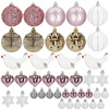 Bombki choinkowe 40 szt. ozdoby świąteczne różowe, białe