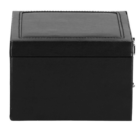 Kufer, szkatułka na biżuterię ekoskóra 16x16x11 cm czarny z szufladą i lusterkiem