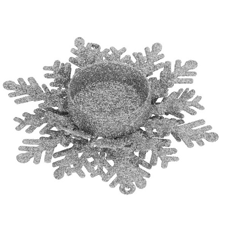 Świecznik świąteczny postawka na świeczkę brokatowa srebrna