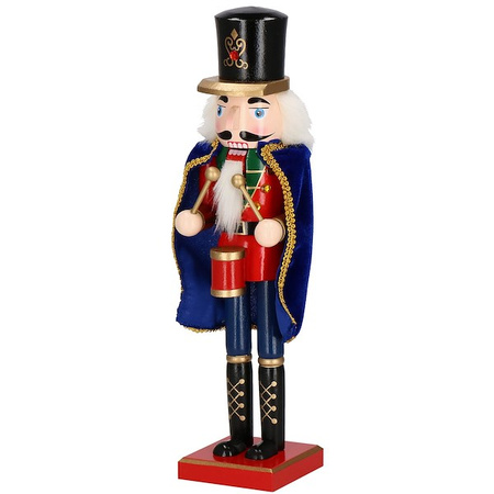 Dziadek do orzechów 38 cm drewniany żołnierzyk z peleryną multikolor, figurka świąteczna